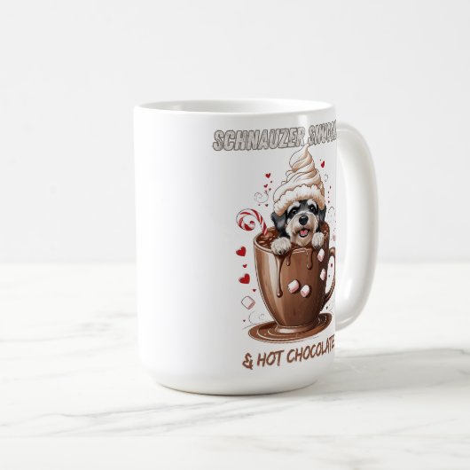 Mug Schnauzer Snuggles & Hot Chocolate (Devant droit)