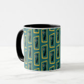 Mug Schrödinger's Cat Mid Century bleu foncé moderne (Devant gauche)