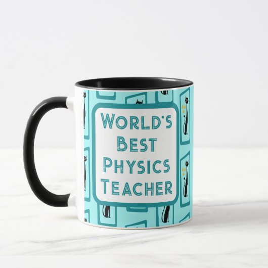 Mug Schrödinger's Cat Mid Century Moderne bleu pâle (Gauche)