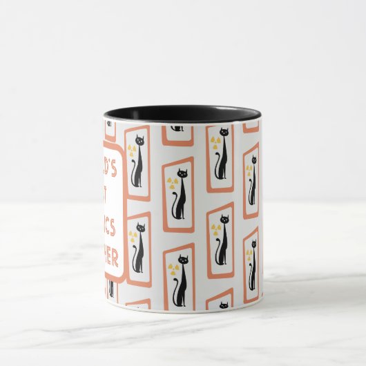 Mug Schrödinger's Cat Mid Century orange moderne (Centre)