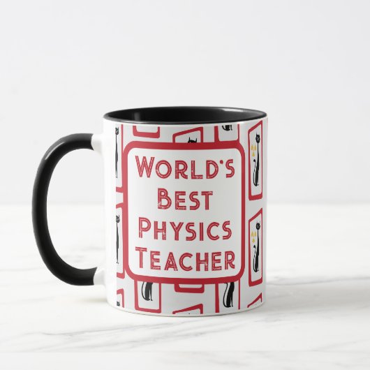 Mug Schrödinger's Cat Mid Century Rouge moderne (Gauche)
