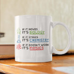Mug Science<br><div class="desc">Si ça bouge,  c'est de la biologie. Si ça pue,  c'est de la chimie. Si ça ne marche pas,  c'est la physique.</div>