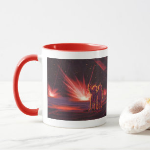Mug Science-fiction vintage d'alien sur une planète ro
