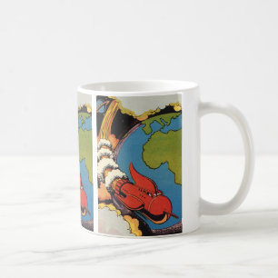 Mug Science-fiction vintage, fusée Sci-Fi au-dessus de