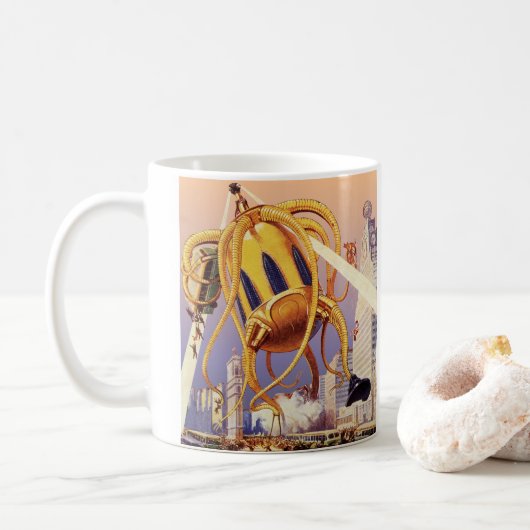 Mug Science-fiction vintage Guerre d'invasion Alien Pi (Avec donut)