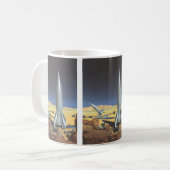 Mug Science-fiction vintage Planète désertique avec ro (Devant gauche)