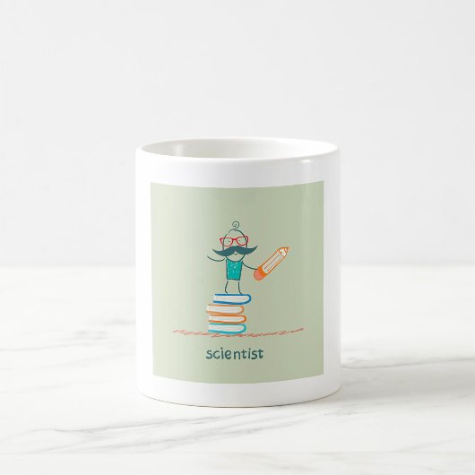 Mug Scientifique debout sur des livres