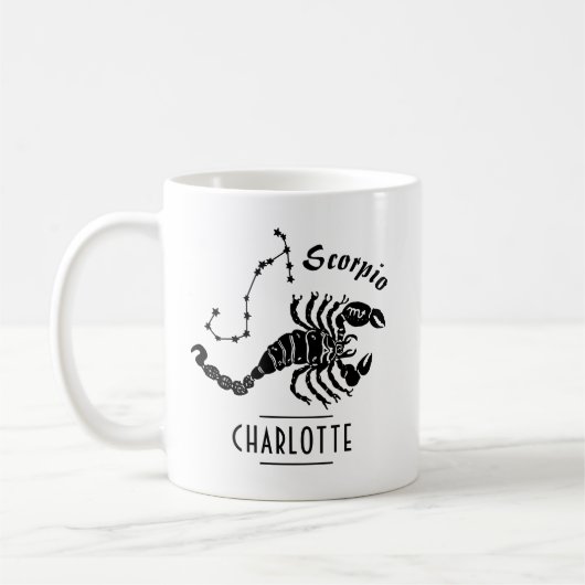 Mug Scorpio Scorpion Constellation avec nom Anniversai (Gauche)