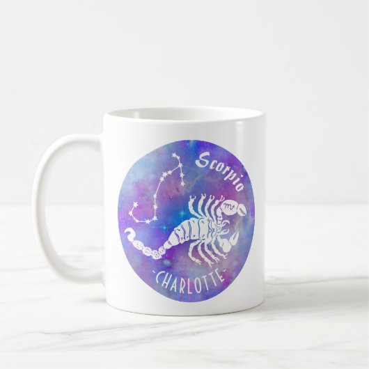 Mug Scorpio Scorpion Constellation Étoiles Nom Anniver (Gauche)