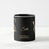 Mug Scorpio ♏ signe d'anniversaire Zodiac / Noir et or (Centre)