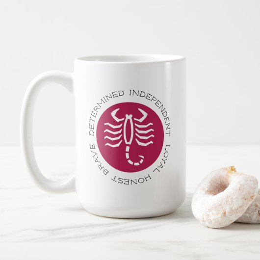 Mug Scorpion rouge framboise Traits Symbole Zodiac Sta (Avec donut)