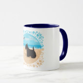 Mug Scottie à la plage avec mouette (Devant droit)