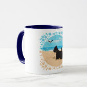 Mug Scottie à la plage avec mouette (Devant gauche)