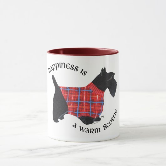 Mug Scottie en pull à carreaux rouge et bleu (Centre)