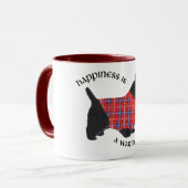 Mug Scottie en pull à carreaux rouge et bleu (Devant gauche)