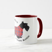 Mug Scottie en pull à carreaux rouge et bleu (Devant droit)