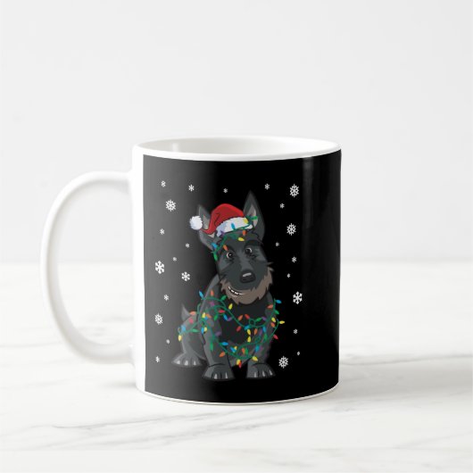 Mug Scottie Scottish Terrier Wrapped In Christmas Ligh (Gauche)