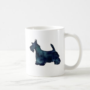 Mug Scottie Terrier Aquarelle noire Silhouette