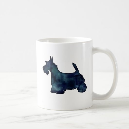 Mug Scottie Terrier Aquarelle noire Silhouette (Droite)