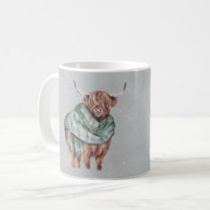 Mug Scottish Green Tartan Highland Cow Personnalisé