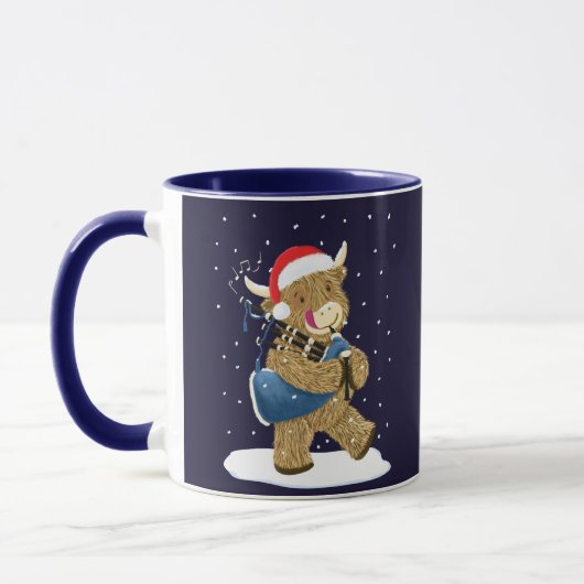 Mug Scottish Highland Cow Christmas Piper (Gauche)