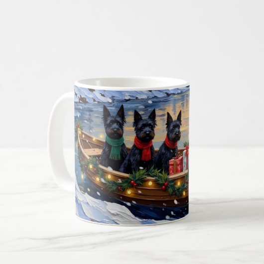 Mug Scottish Terrier Christmas Boat Holiday (Devant gauche)