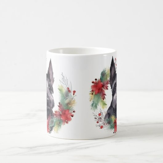 Mug Scottish Terrier Christmas Wreath Festive Pup (Centre)