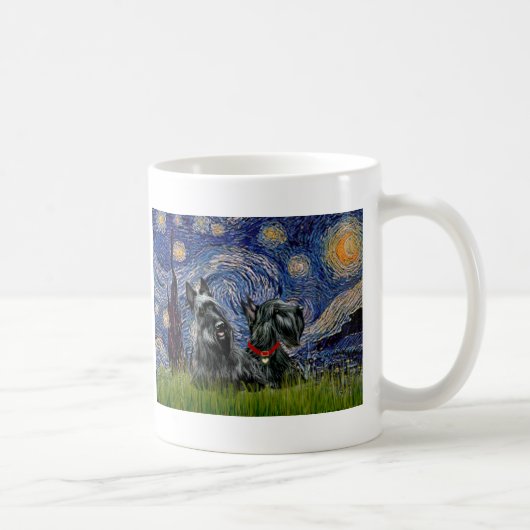 Mug Scottish Terrier (deux noir) - Starry Night (Droite)