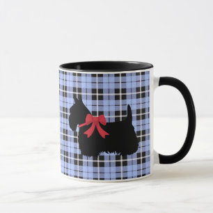 Mug Scottish Terrier, Scotland dog, Baby blue plaid