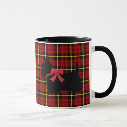 Mug Scottish Terrier, Scotland dog, brique rouge plaid (Droite)