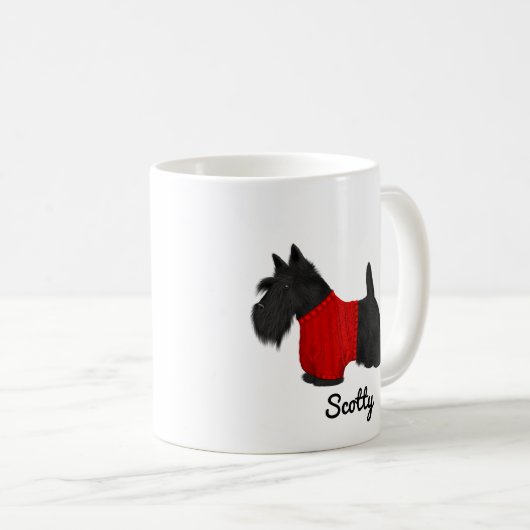 Mug Scottish Terrier (Scotty Dog) en pull sur blanc (Devant droit)