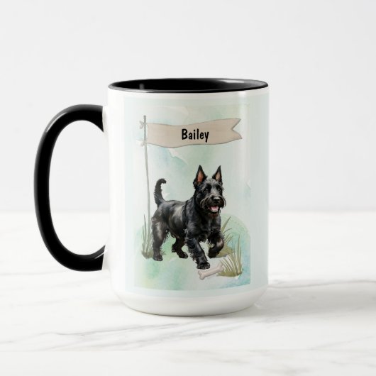 Mug Scottish Terrier Watercolor Personalized Dog (Gauche)
