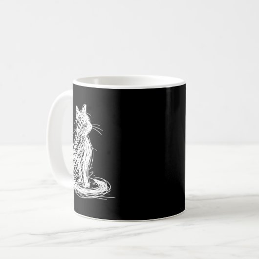 Mug Scribble Cat Minimal Line Art Japanese  (Devant gauche)