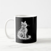 Mug Scribble Cat Minimal Line Art Japanese (Gauche)