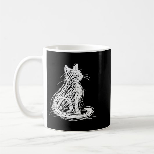 Mug Scribble Cat Minimal Line Art Japanese  (Gauche)