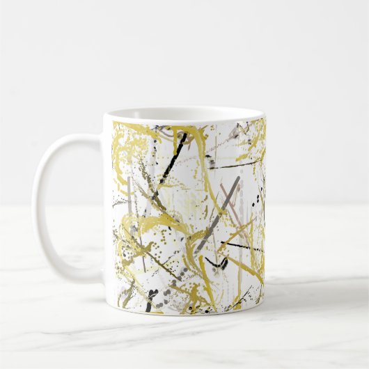 Mug Scribbles Abstraits - moutarde et Brown (Gauche)