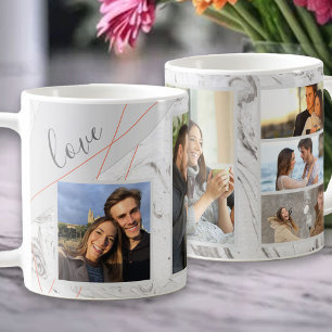 Mug Script Amour - Collage de 5 photos sur marbre gris