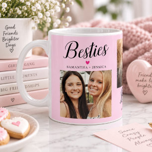 Mug Script BESTIE Rose 3 Collage Photo & Noms