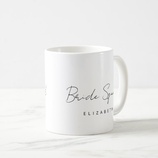 Mug Script Bride Squad Bachelorette Bridesmaid Name (Devant droit)