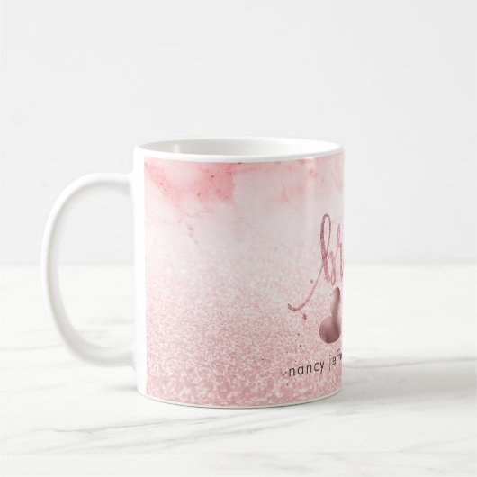 Mug Script Bridesmaid Faux Rose Gold + Snow Bokeh (Gauche)