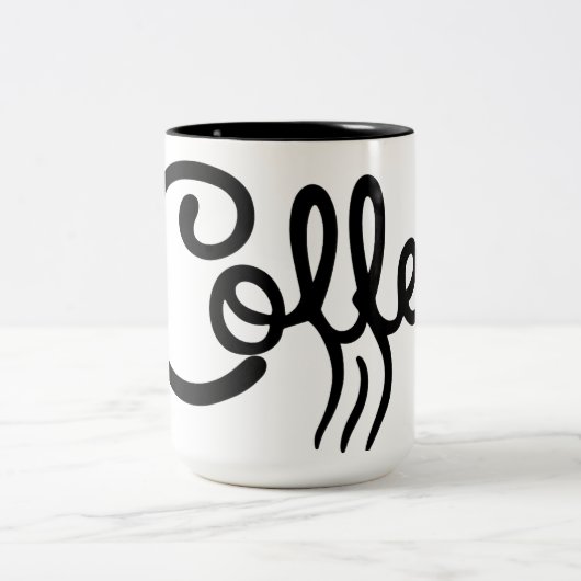 Mug Script Café Noir & Blanc Moderne - Premium (Centre)
