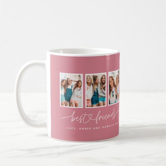 Mug Script coeur rose moderne multi photo meilleurs am (Gauche)