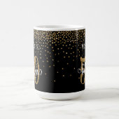 Mug Script Confettis Dorés 50 & Fabuleux sur Fond Noir (Centre)