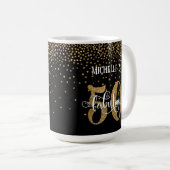 Mug Script Confettis Dorés 50 & Fabuleux sur Fond Noir (Devant droit)