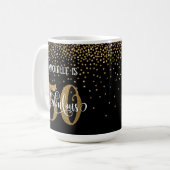 Mug Script Confettis Dorés 50 & Fabuleux sur Fond Noir (Devant gauche)