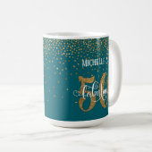 Mug Script Confettis Dorés 50 & Fabuleux sur Fond Sarc (Devant droit)