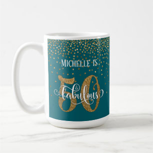 Mug Script Confettis Dorés 50 & Fabuleux sur Fond Sarc