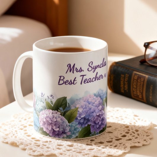 Mug Script d'appréciation de l'enseignant à l'hortensi