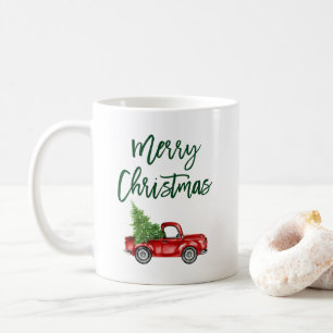 Mug Script de brosse verte Camion Vintage Arbre de No
