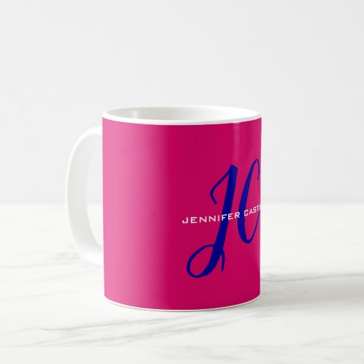 Mug Script de calligraphie professionnelle Monogramme  (Devant gauche)